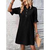 Fongt Women's Summer New Wish Casual Loose Solid Color Dress
