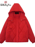 Women's Padded Jacket Female Oversize Hooded Coat Korean New in Outwears Thick Warm Demi-season Jacket for Women 2023-Outfit