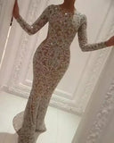 Fongt Spring Summer New Women's Hot Long Sleeves Sexy Long Dress Evening