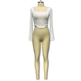 Fongt Women's Clothing 2025 Autumn Explosion U Collar Top Water Corrugated Body-Closing Sexy Long-Sleeved T-Shirt Girl