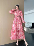 Fongt New Wooden Ear To The Waist Of The Thin Waist Goddess Vacation Seaside Long Dress 100 Folded Chiffon Swing