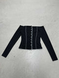 Fongt Style Anti-Car Repair Knitwear 2025 Autumn Collar New T-Shirt Solid Long-Sleeved Top