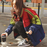 Jacket Women 2023 Color Matching Cotton Clothes Winter Loose Cotton Jacket Coat Demi-season Jacket for Women Winter