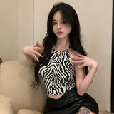 Summer Zebra Stripe American Style Women's Camisole Short Top Y2K-Outfit