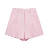 Fall 2024 New Women's Casual Linen Blend Vest Vest Shorts Set W085 8291-Outfit