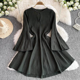 Fongt High-End Knitted Dress Women Autumn And Winter Royal Sister Temperament Dating Short Skirt French Waist Sweater Skirt