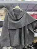 Fongt Women's Autumn New Asymmetric Scarf Short Loose Knit Coat