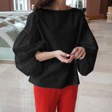 O Neck Solid Blusas Female