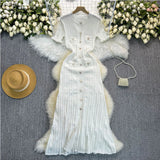 Fongt Small Fragrant High-End Hollow Wood Ear Lace Crate Trim Slimming Knitted Dress Fashion