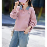 Fongt Spliced Denim Jacket Girl Spring And Autumn Loose Design Sense Small Casual Pink Workwear Top