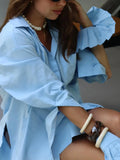 Fongt Cuffs Removable Solid Women's Sharp Collar Shirt Loose Fashion Casual Material Comfortable
