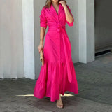Fongt Summer New Fashion Temperament Versatile Waist Cardigan Long Dress-Outfit