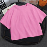 Fongt Women's Summer Solid Color Multi-Color Short Fashion T-Shirt Acceptable With A
