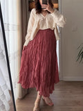Fongt Spring And Autumn New 100 Folded Wrinkles Skirt Hot Soft Half Dress In Wind
