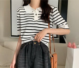 Fongt T-Shirts For Summer POLO Shirts 2024 New Thin Ice Silk Knitted Loose Short-Sleeved Thin