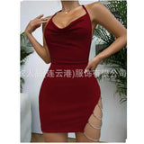 New Women's Hot-Selling Back Sexy Hollow Open Bag Hip Dress Chain Hanging Dress