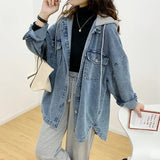 Jacket Women'S Hooded Long-Sleeved Spring And Autumn New Style Loose Korean Mid-Length
