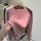 Winter Sweater Women Thicken Warm Knit Pullover Soft Plush Fleece Lined Sueter O-neck Malhas Tops New Slim Knitwear