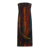 Fongt New Women's Printed Net A Word Shoulder-To-Shoulder-Back Dress Dress
