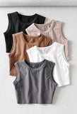 Yoga Solid Cropped Tank Top-Outfit