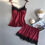Fongt Pajamas For Women In Summer Sexy Ice Silk Two Sets Of Silk Home Clothes To Pack Large-Size Thin