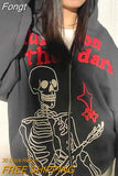 Clothes Sweatshirts Skeleton Pattern Top Drawstring Thermal Hoodie Streetwear Diamond Harajuku Jacket Tops Autumn