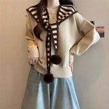 Fongt Two Striped Shawl Knitted Jersey Anola Red Sweater Women's Autumn And Winter Loose Knitted Top