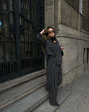 Fongt Eastern Women's OL Elegant Wind Button Striped Broad Leg Trousers Set Commuting 2025 New