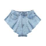 Fongt New Station Modeling Lotus Leaves Under The Broad Legs Denim Shorts Hot Pants Prosthetic Skirt 1305