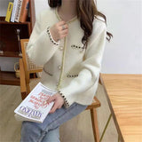 Fongt Fragrant Wind Coat Female Pearl Button Autumn Winter New Short Socialite Imitation Mink Down Small Knit Cardigan-Outfit
