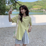 Fongt T-Shirt Female Summer Short Sleeve Design Sense 2023 New Irregular Loose Web Celebrity Student Coat