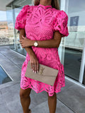 Fongt Sexy Hollow Water-Soluble Lace Lace Lace Commuting Dress