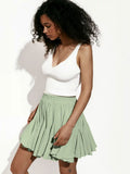 Fongt Up Wooden Ear Skirt 2025 Summer New Y2K Street Trend Splicing Mini Folded Skirt