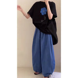 Fongt Languid Feeling To Wear A Woman's 2025 Summer Printed Short-Sleeved Collar Top Loose Pear-Shaped Body Trousers