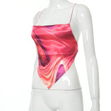 Print Corset Top 2021 Summer Clothes For Women Backless Halter Tank Sexy Crop Tops Y2K 90s E-Girl Fairy Grunge Harajuku