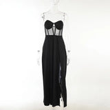 Fongt Knitted Tective Waist Open Skirt Woman Summer Sexy Black