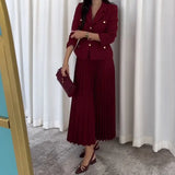 Fongt Women's Clothing 2025 Autumn New Button Suit Jacket 100-Folded Skirt Suit