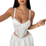 Fongt New Lace Splicing Tie With Bow Sexy Babes Sling Suit Z0759