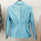 QUALITY Newest 2023 Designer Jacket Women's Double Breasted Lion Buttons Slim Fitting Shimmer
