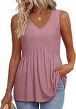Fongt New Women's Vest Flowing Lotus Leaf Side Top Women's Elegant Sleeveless V-Neck Doll Vest