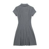 Fongt New Wide-Folding Collar Short Fashion Dress 8342303