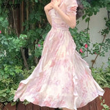 French Style Women Elegent Party Midi Print Dress Female Fashion A Line Holiday Clothes