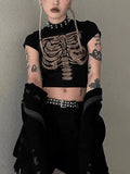 Vintage Skeleton Printed Crop Top-Outfit