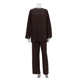 Fongt Spring 2023 Women's Long-Sleeved Round Collar Slacks Temperament Commuter Stitching Crepe Casual Suit-Outfit