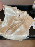 New Chinese Style Light Style Blouse Women's Summer Short Style Slim High Feel Plate Button Thin Satin Broken Flower Shirt-Outfit