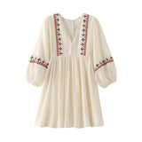 Fongt Women's Clothing 2025 Summer New Splicing Embroidery Short Dress