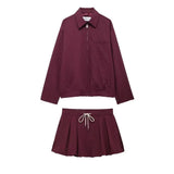 Fongt New Women's Design Style Zipper Lantern Mini-Skirt Set