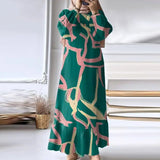 Fongt Muslim Women's Robes Spring And Autumn New Fashion Bubble Sleeves Retro Pocket Hem Side Dress