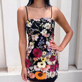 Fongt 2025 New Temperament Elegant Three-Dimensional Flower Mesh Splicing Heavy Industry Embroidery Sling Skirt