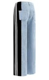 Fongt Women's New Casual Fashion High-Waisted Elastic Knitted Knitted Denim Straight
